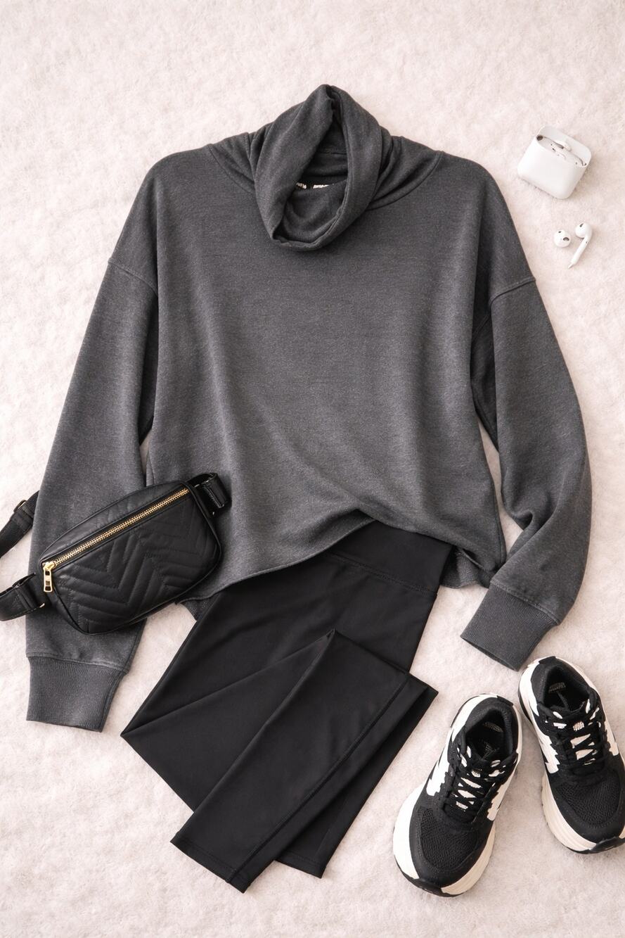 Aerie Women’s Cowl Neck Pullover Oversized Sweatshirt Charcoal Gray Size M
